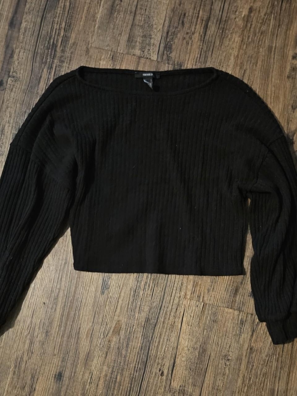 Forever 21 Black Ribbed Cropped Sweater